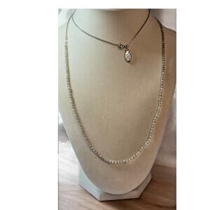 Loft Silver and While Beaded Elegant Layered Chain Necklace - Modern Chic